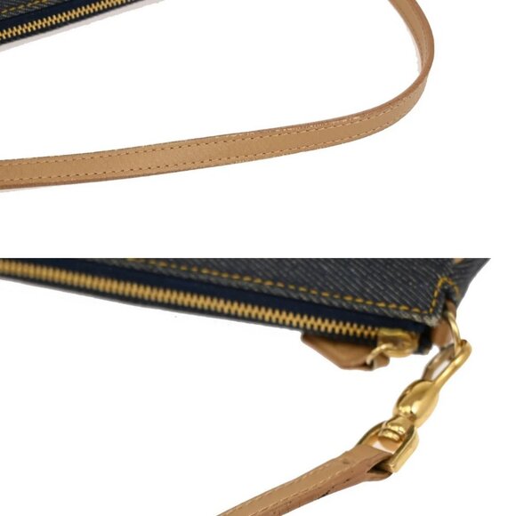 CHRISTIAN DIOR Logo Saddle Shoulder Bag Canvas Denim Canvas Leather Blue - Picture 9 of 15